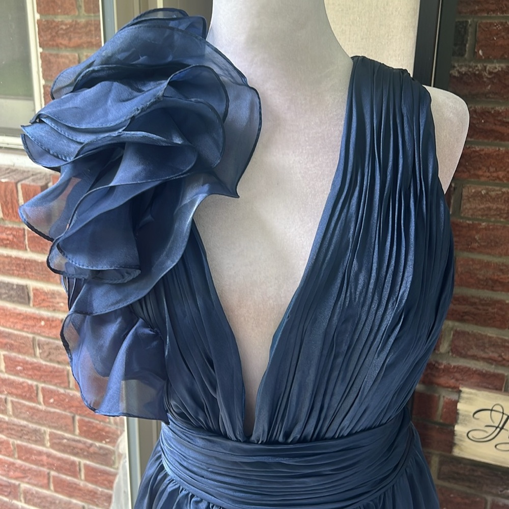 MAC DUGGAL 49494 Sleeveless Chiffon A-Line Tea Length Cocktail Dress Size 14 NWT - Picture 5 of 6